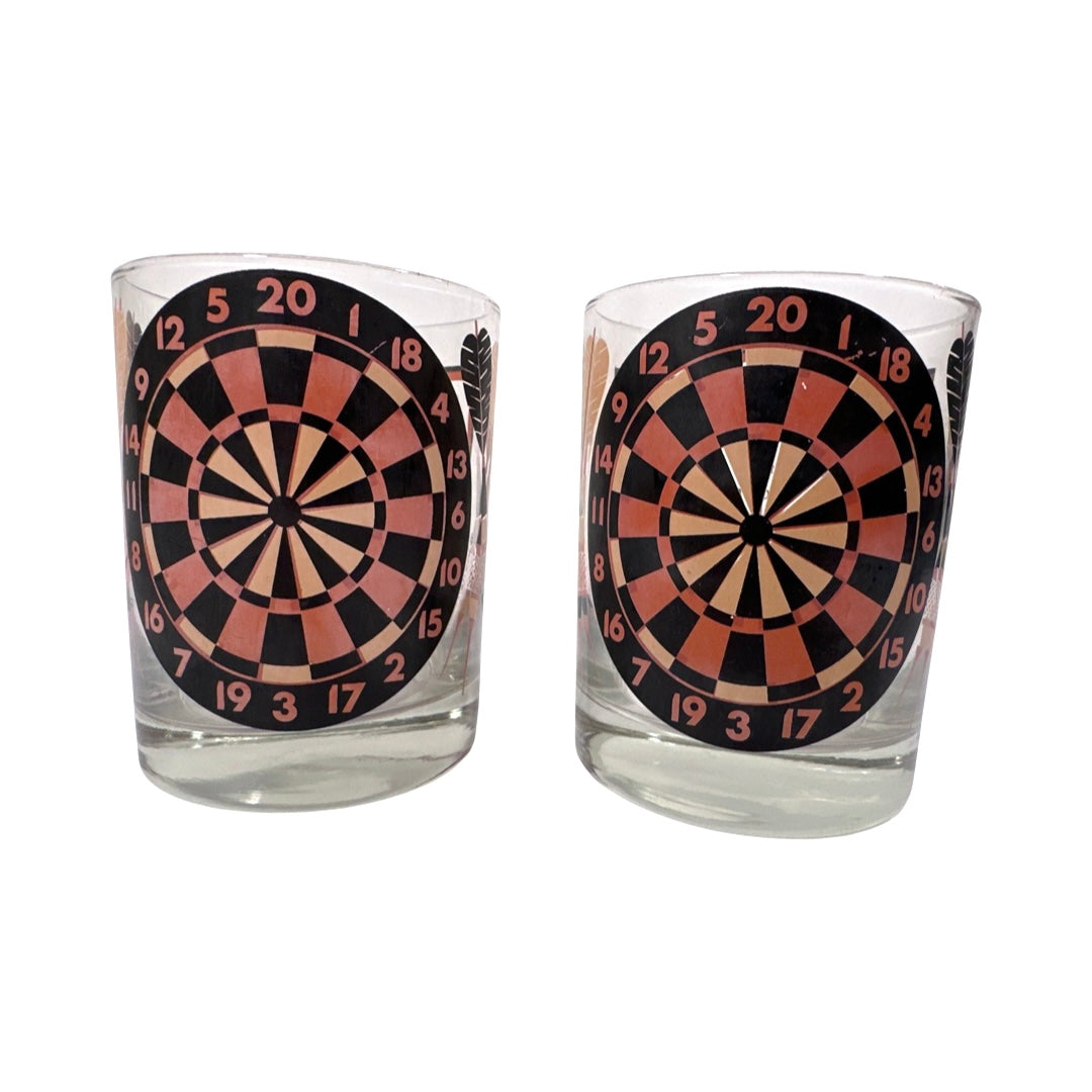 Georges Briard Signed Mid-Century Darts Double Old Fashion Glasses (Set of 2)