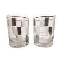 Load image into Gallery viewer, Culver Signed Mid-Century Silver Gold and Frosted Double Old Fashion Glasses (Set of 2)
