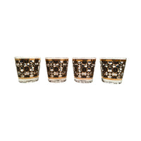 Load image into Gallery viewer, Mid-Century 22-Karat Gold and Black Mod Circles Old Fashion Glasses (Set of 4)
