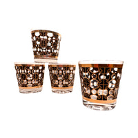Load image into Gallery viewer, Mid-Century 22-Karat Gold and Black Mod Circles Old Fashion Glasses (Set of 4)
