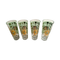 Load image into Gallery viewer, Fred Press Signed Mid-Century Green and Gold Atomic Starburst Collins Glasses (Set of 4)
