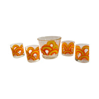 Load image into Gallery viewer, Colony Signed Groovy Retro Orange &amp; Yellow Swirl 5 -Piece Bar Set
