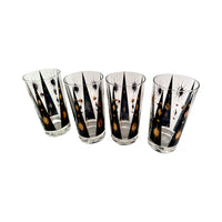 Load image into Gallery viewer, Fred Press Signed Mid-Century Black Atomic Burst Highball Glasses (Set of 4)
