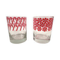 Load image into Gallery viewer, Culver Signed Mid-Century Candy Cane and Peppermint Pinwheels Double Old Fashion Glasses (Set of 2)
