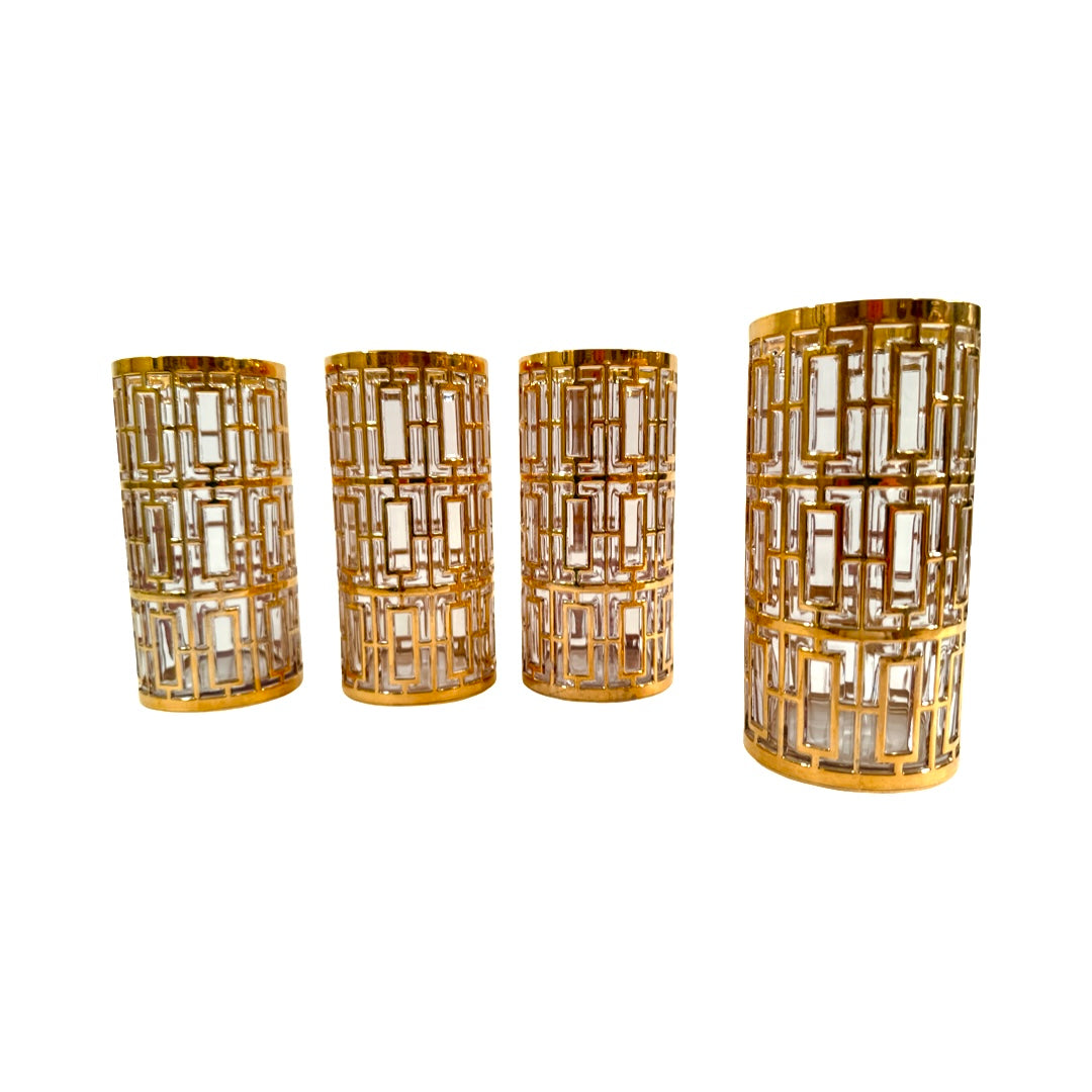 Imperial Glass Shoji 22-Karat Gold Mid-Century Highball Glasses (Set of 4)