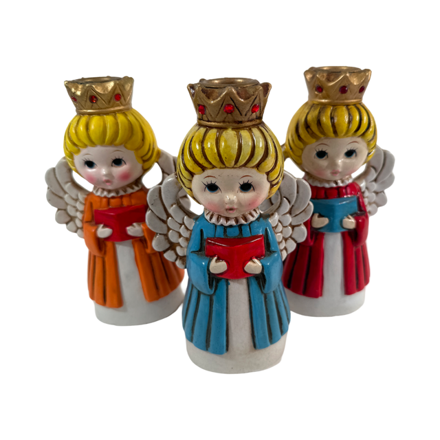 Vintage Homco Choir of Angels Candle Holder (Set of 3)