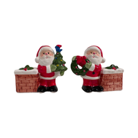 Load image into Gallery viewer, Napco Ceramic Santa by Chimney Candle Holders
