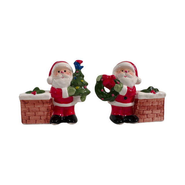 Napco Ceramic Santa by Chimney Candle Holders