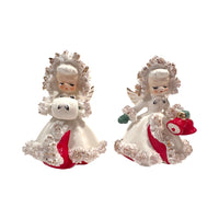 Load image into Gallery viewer, Holt Howard 1958 Spaghetti Trimmed Angel Candle Holders (Set of 2)
