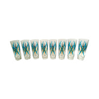 Load image into Gallery viewer, Federal Glass Inca Atomic Turquoise and 22-Karat Gold Starburst Collins Glasses (Set of 8)
