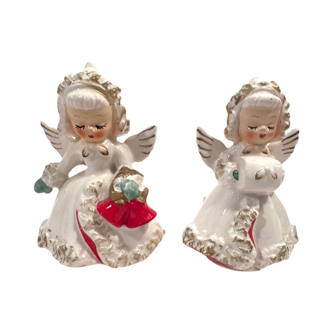 Holt Howard 1960 Gold Trimmed Angel Candle Holders (Set of 2)