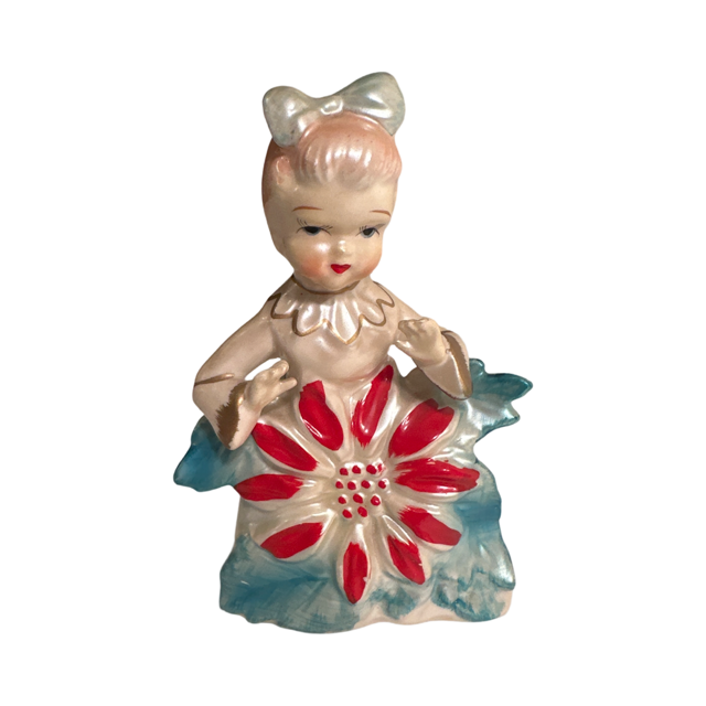 Vintage Napco Poinsettia Angel Figure