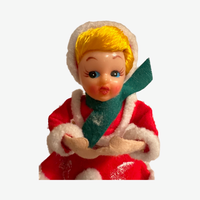 Load image into Gallery viewer, Mid-Century Christmas Felt Cloth Skater Girl Doll
