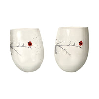 Load image into Gallery viewer, Culver Signed Cardinal and Bird Roly Poly Glasses (Set of 2)
