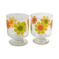 Load image into Gallery viewer, Libbey Mid-Century Retro Flower Power Pedestal Glasses (Set of 6)
