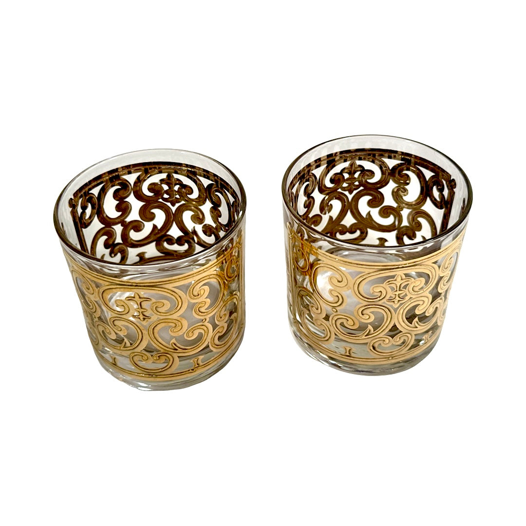 Georges Briard Signed 22-Karat Gold Spanish Scroll Glasses (Set of 2)