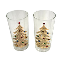 Load image into Gallery viewer, Culver Signed Mid-Century Jeweled Christmas Tree Highball Glasses (Set of 2)
