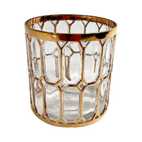 Load image into Gallery viewer, Imperial Glass Company Spanish Windows 22-Karat Gold Mid-Century Doubled Old Fashion Glass
