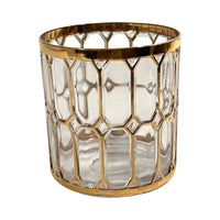 Load image into Gallery viewer, Imperial Glass Company Spanish Windows 22-Karat Gold Mid-Century Doubled Old Fashion Glass
