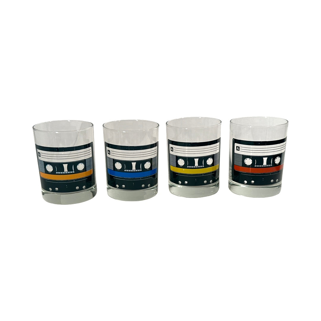 Uncommon Good Retro Mixtape Double Old Fashion Glasses (Set of 4)