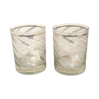 Load image into Gallery viewer, Culver Signed 22 karat Gold and Frosted White Swirl Double Old Fashion Glasses (Set of 2)
