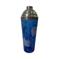 Load image into Gallery viewer, Hazel Atlas Mid-Century Cobalt Blue Fish Tall Cocktail Shaker
