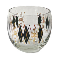 Load image into Gallery viewer, Federal Glass Mid-Century Gold and Black Harlequin Roly Poly 9 Piece Set
