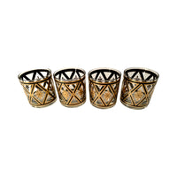 Load image into Gallery viewer, Culver Mid-Century Gold and Black Diamond Glasses (Set of 4)
