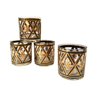 Load image into Gallery viewer, Culver Mid-Century Gold and Black Diamond Glasses (Set of 4)
