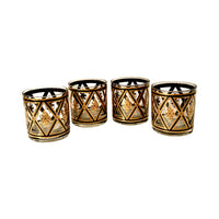 Load image into Gallery viewer, Culver Mid-Century Gold and Black Diamond Glasses (Set of 4)
