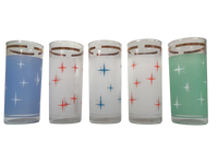 Load image into Gallery viewer, Bartlett Collins Mid-Century Colorful Atomic North Star Tall Collins Glasses (Set of 5)
