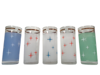 Load image into Gallery viewer, Bartlett Collins Mid-Century Colorful Atomic North Star Tall Collins Glasses (Set of 5)
