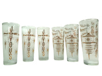 Load image into Gallery viewer, Mid-Century Joyous Noel Tall Collins Glasses (Set of 6)

