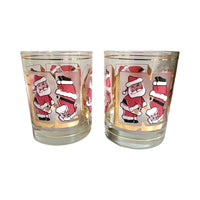 Load image into Gallery viewer, Culver Signed Mid-Century Santa Noel Double Old Fashion Glasses (Set of 2)
