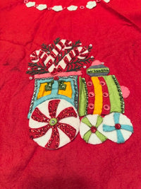 Load image into Gallery viewer, Vintage Hand Stitched Felt and Sequin Tablecloth
