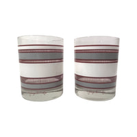 Load image into Gallery viewer, Georges Briard Signed Mid-Century Rust-Gray-White Bands Double Old Fashion Glasses (Set of 2)
