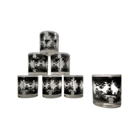 Load image into Gallery viewer, Georges Briard Signed Mid-Century Black and Silver Glasses (Set of 7)

