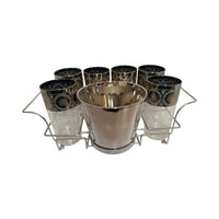 Load image into Gallery viewer, Culver Tyrol 8 Piece Mid-Century Silver and Frosted Cocktail Glasses&nbsp;
