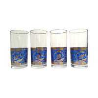 Load image into Gallery viewer, Vintage Hollywood Regency Blue and Gold Highball Glasses (Set of 4)
