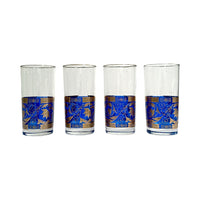 Load image into Gallery viewer, Vintage Hollywood Regency Blue and Gold Highball Glasses (Set of 4)
