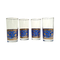 Load image into Gallery viewer, Vintage Hollywood Regency Blue and Gold Highball Glasses (Set of 4)
