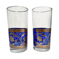 Load image into Gallery viewer, Vintage Hollywood Regency Blue and Gold Highball Glasses (Set of 2)
