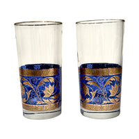 Load image into Gallery viewer, Vintage Hollywood Regency Blue and Gold Highball Glasses (Set of 2)
