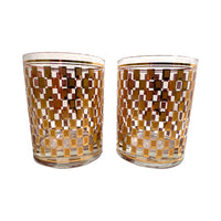 Load image into Gallery viewer, Culver Mid-Century Golden Square Double Old Fashion Glasses (Set of 2)
