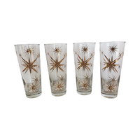 Load image into Gallery viewer, Federal Glass Mid-Century Golden Atomic Starburst Collins Glasses (Set of 4)
