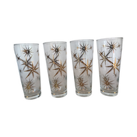 Load image into Gallery viewer, Federal Glass Mid-Century Golden Atomic Starburst Collins Glasses (Set of 4)
