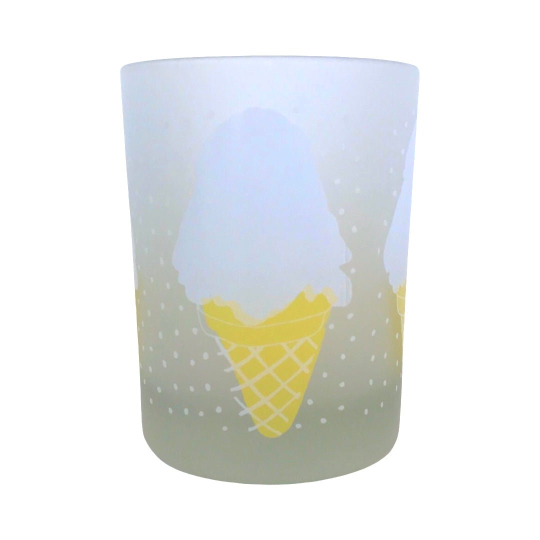 Georges Briard Signed Mid-Century Frosted Ice Cream Cone Double Old Fashion Glass (Single Glass)