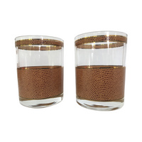 Load image into Gallery viewer, Georges Briard Signed Mid-Century Snakeskin Double Old Fashion Glasses (Set of 2)
