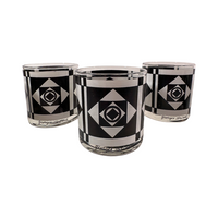 Load image into Gallery viewer, Georges Briard Signed Mid-Century Black and White Geometric Glasses (Set of 6)
