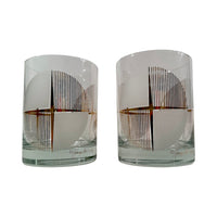 Load image into Gallery viewer, Georges Briard Signed Geometric Starburst Double Old Fashion Glasses (Set of 2)
